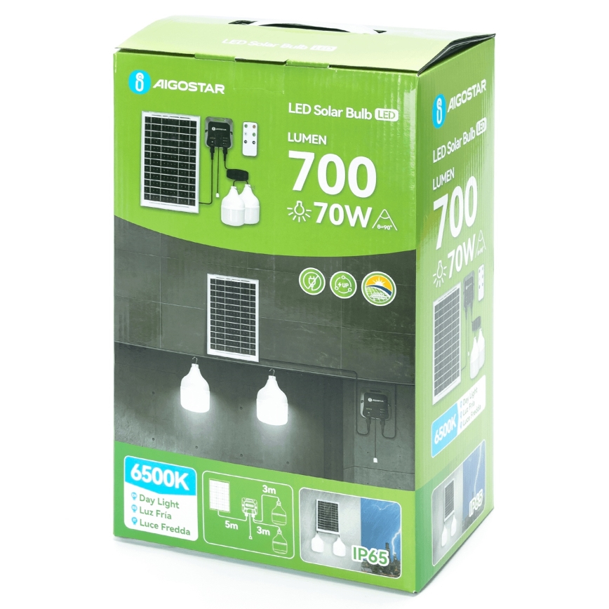 Aigostar - LED Solarleuchte 2xLED/35W/12V 6000 mAh 6500K IP65 Ø 10 cm + Fernbedienung