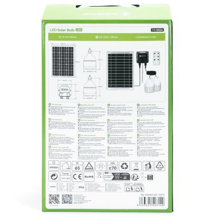 Aigostar - LED Solarleuchte 2xLED/35W/12V 6000 mAh 6500K IP65 Ø 10 cm + Fernbedienung
