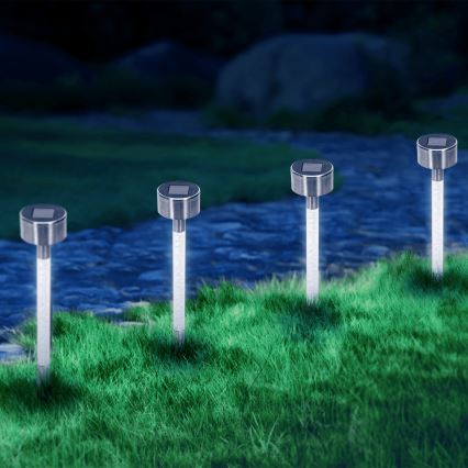 Aigostar - LED-Solarleuchte LED/0,006W/1,2V 36,7cm matt Chrom 6500K IP44