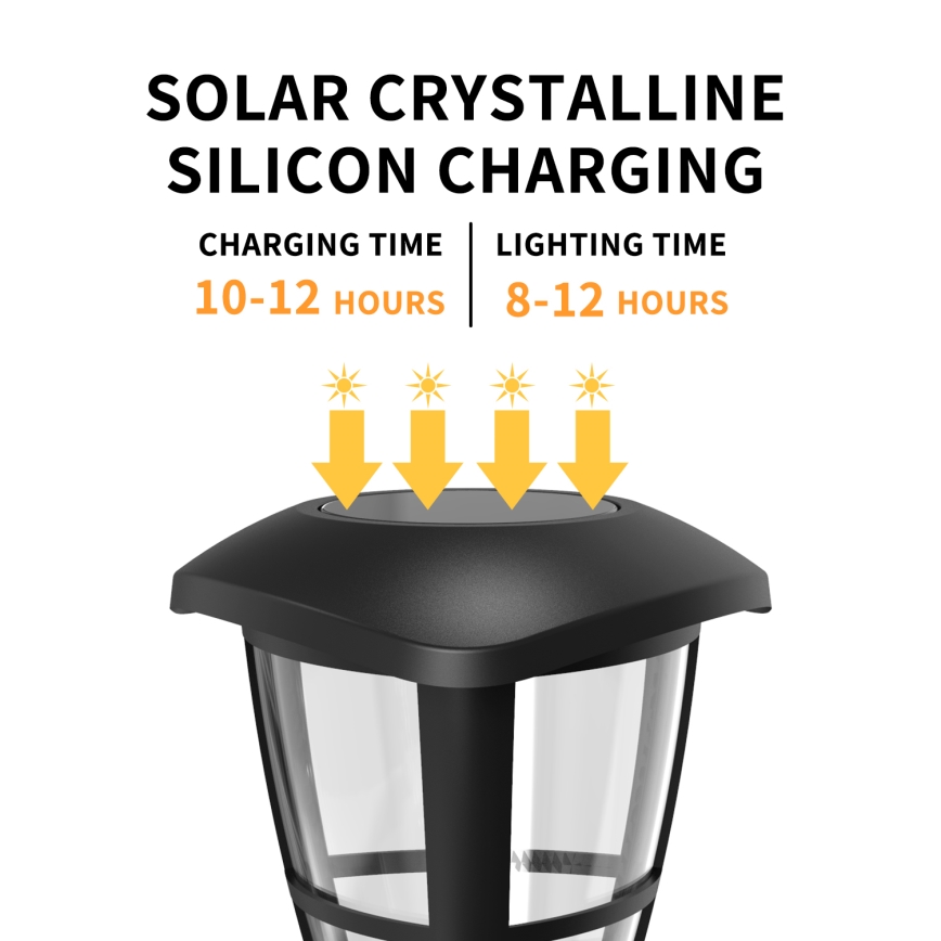 Aigostar - LED-Solarleuchte LED/0,06W/2V 100 mAh 33,8 cm 6500K IP44 schwarz
