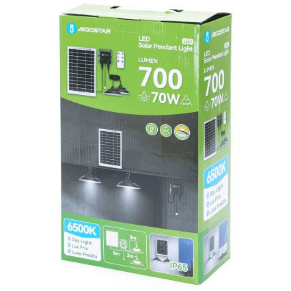 Aigostar - LED-Solarleuchte mit Sensor 2xLED/35W/12V 6000 mAh 6500K IP65 Ø 15 cm + Fernbedienung