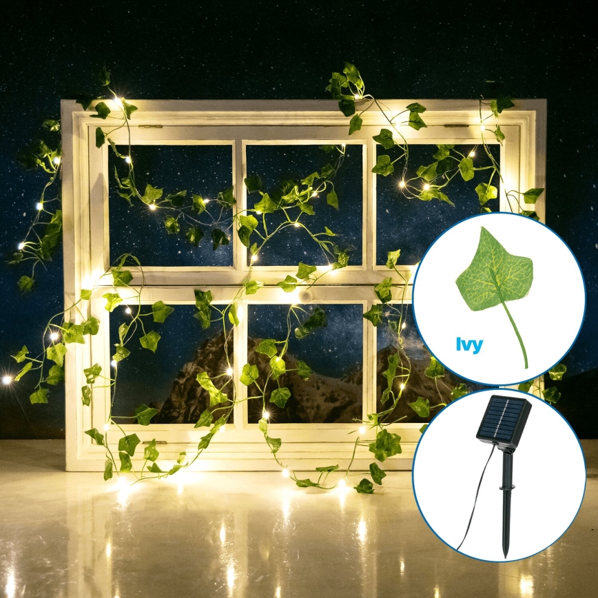 Aigostar - LED-Solarlichterkette 50xLED/7m IP65 warmweiβ Efeu