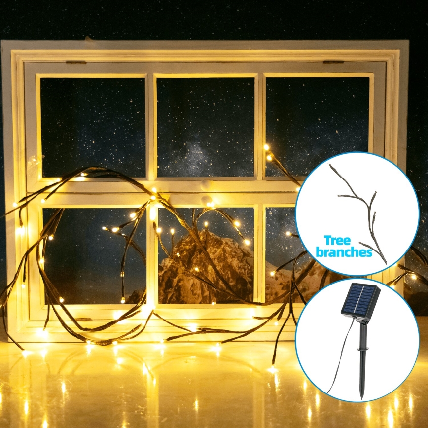 Aigostar - LED-Solarlichterkette 72xLED/4m IP65 warmweiβ Baumäste