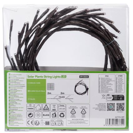 Aigostar - LED-Solarlichterkette 72xLED/4m IP65 warmweiβ Baumäste