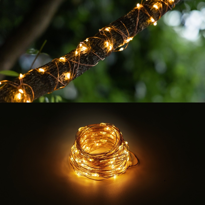 Aigostar - LED-Solarlichterkette LED/8 Funktionen 12m IP65 warmweiβ