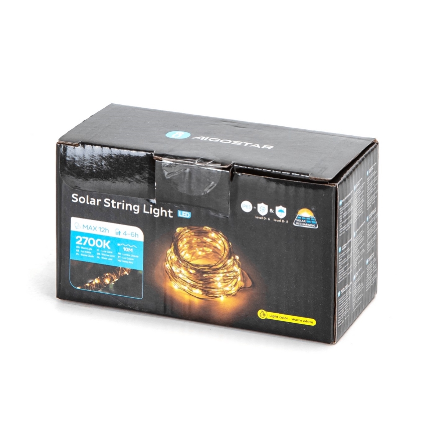 Aigostar - LED-Solarlichterkette LED/8 Funktionen 12m IP65 warmweiβ