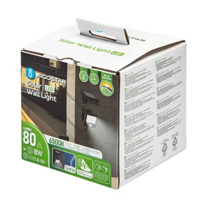 Aigostar - LED-Solarwandleuchte mit Sensor LED/0,64W/3,7V 600 mAh 6500K IP44