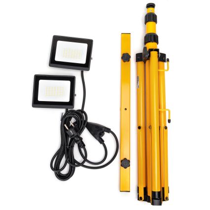 Aigostar - LED-Strahler mit Stativ 2xLED/30W/230V 6500K IP65 orange/schwarz