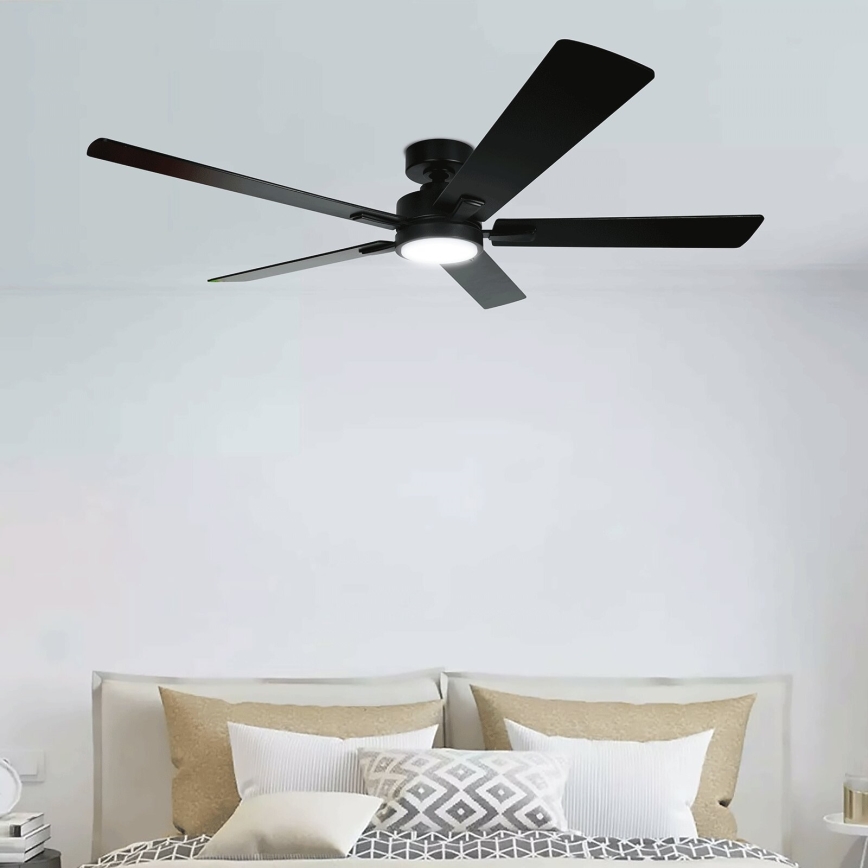 Aigostar - Ventilatore da soffitto dimmerabile a LED/20W/230V 2700-6500K 132cm nero + telecomando