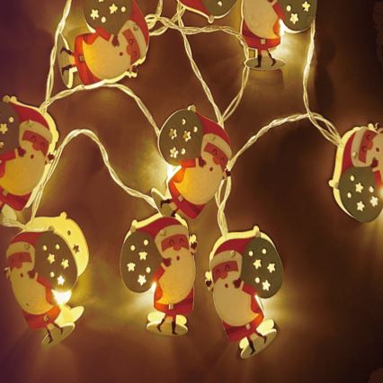 Aigostar - LED Weihnachts-Lichterkette 10xLED/3xAA 1,5m warmweiß Santa Claus