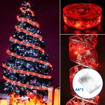 Aigostar - LED Weihnachts-Lichterkette 50xLED/3xAA 5m warmweiß, rot
