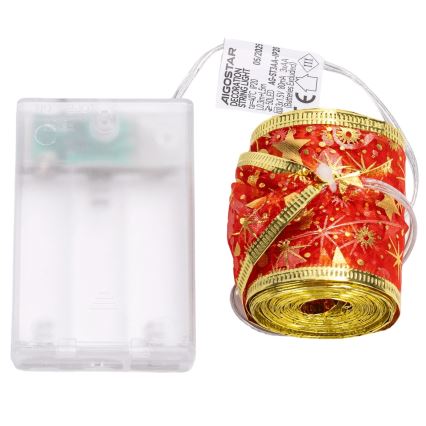 Aigostar - LED Weihnachts-Lichterkette 50xLED/3xAA 5m warmweiß, rot