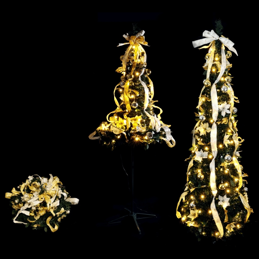Aigostar - LED-Weihnachtsbaum für den Außenbereich 150 LEDs 1,8 m IP44 weiß/gold warmweiß