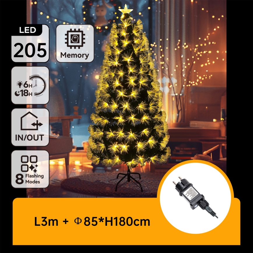 Aigostar - LED-Weihnachtsbaum für den Außenbereich, 205 LEDs / 8 Funktionen, 180 cm, IP44, warmweiß