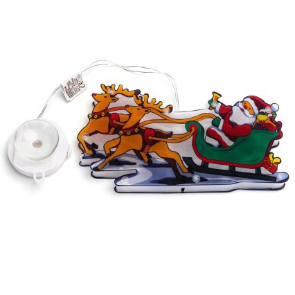 Aigostar - LED Weihnachtsdekoration LED/3xAAA Weihnachtsmann mit Rentieren 13,4 cm