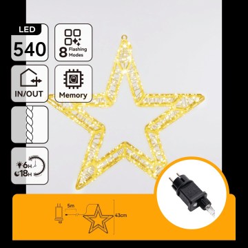 Aigostar - LED Weihnachtsdekoration für den Außenbereich 540xLED/6W/230V IP44 warmweiß 45cm Stern