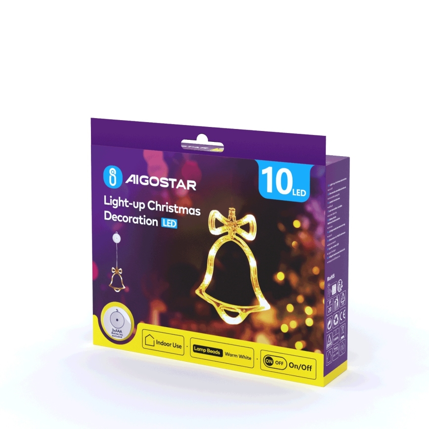 Aigostar - LED-Weihnachtsdekoration LED/3xAAA bell 18cm