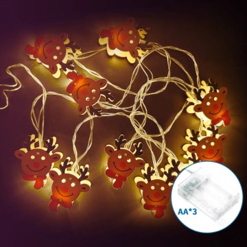 Aigostar - LED Weihnachtskette 10xLED/3xAA 1,5m warmweiß Rentier