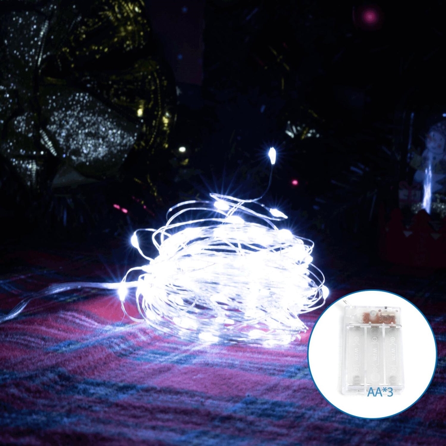 Aigostar - LED-Weihnachtslichterkette 100xLED/3xAA 10,3m kaltweiß