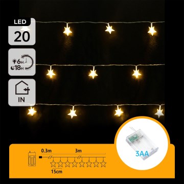 Aigostar - LED-Weihnachtslichterkette 20xLED/3xAA 3,3 m Sterne