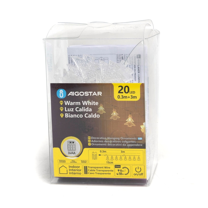 Aigostar - LED-Weihnachtslichterkette 20xLED/3xAA 3,3m Bäume