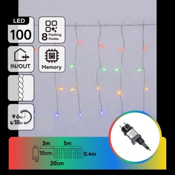 Aigostar - LED Weihnachtslichterkette für den Außenbereich 100xLED/8 Funktionen 8x0,4m IP44 mehrfarbig
