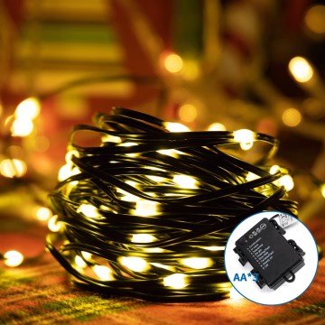 Aigostar - LED-Weihnachtslichterkette für den Außenbereich 150xLED/8 Funktionen 3xAA 15,3m IP44 warmweiβ
