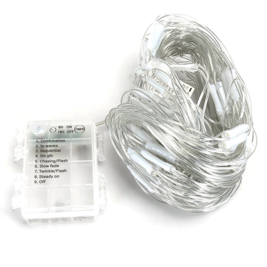 Aigostar - LED-Weihnachtslichterkette für den Außenbereich 200xLED/8 Funktionen/3xAA 6x1,5m IP44 kaltweiß
