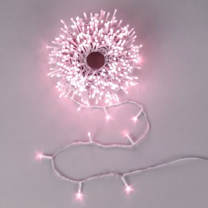 Aigostar - LED-Weihnachtslichterkette für den Außenbereich 50xLED/8 Funktionen 3xAA 5,3m IP44 rosa