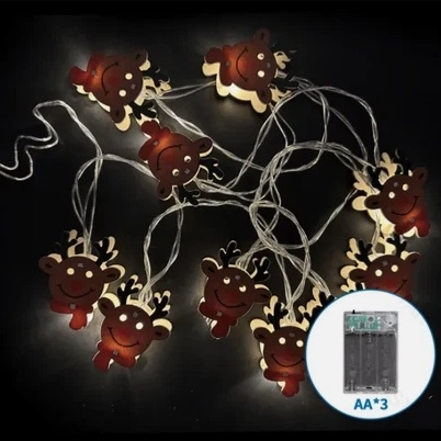 Aigostar - LED-Weihnachtslichterkette mit Rentier-Motiv, 20 LEDs, 3×AA, 3 m, warmweiß