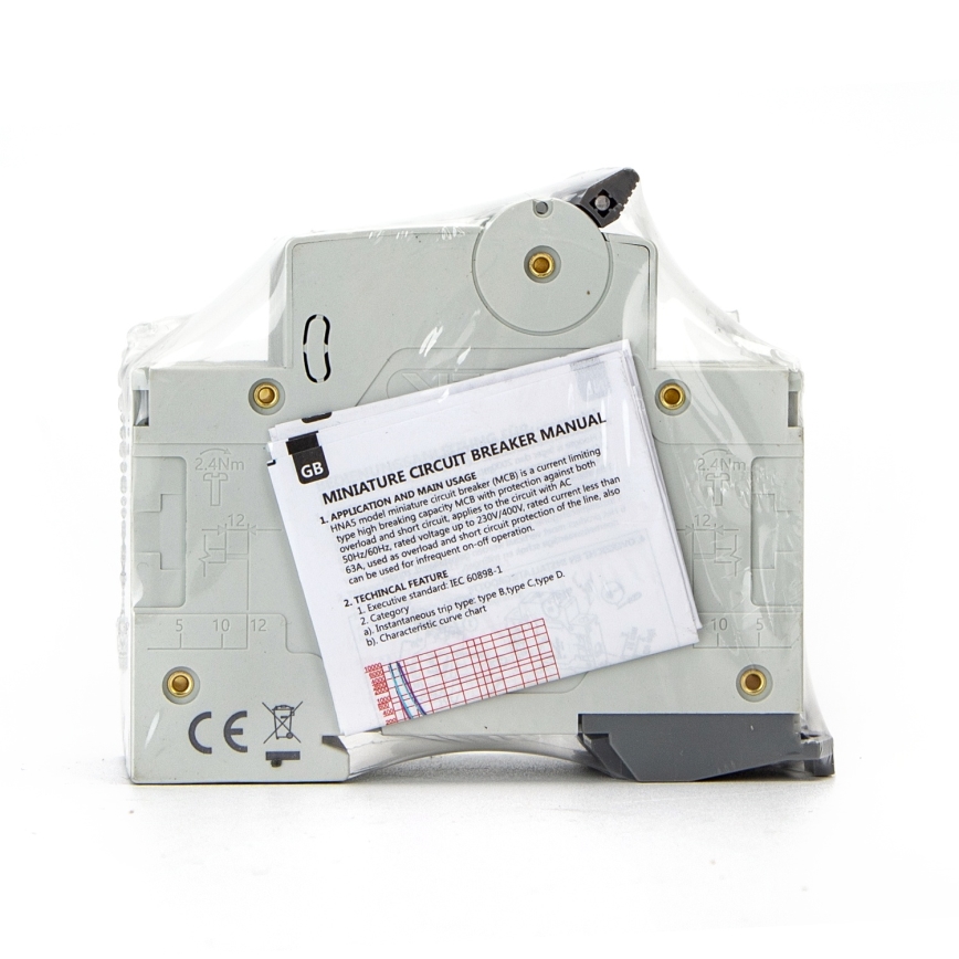 Aigostar - Leitungsschutzschalter 2-polig (2P) 63 A, Charakteristik C, 230–400 V
