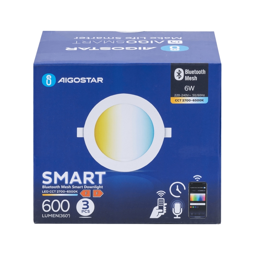 Aigostar - LOT 3x Spot encastrable à intensité variable MESH LED/6W/230V 2700K-6500K d. 11,5cm