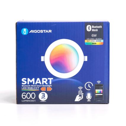 Aigostar - LOT 3 x Spot encastrable RGB à intensité variable MESH LED/6W/230V 2700K-6500K d. 11,5cm