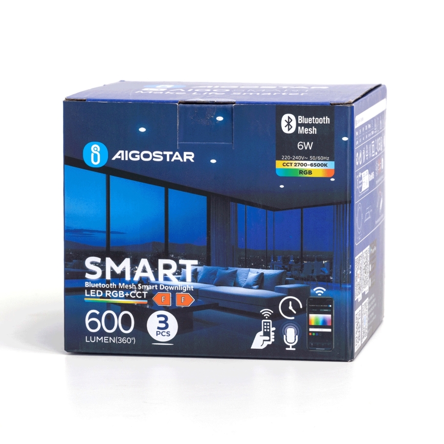 Aigostar - LOT 3 x Spot encastrable RGB à intensité variable MESH LED/6W/230V 2700K-6500K d. 11,5cm