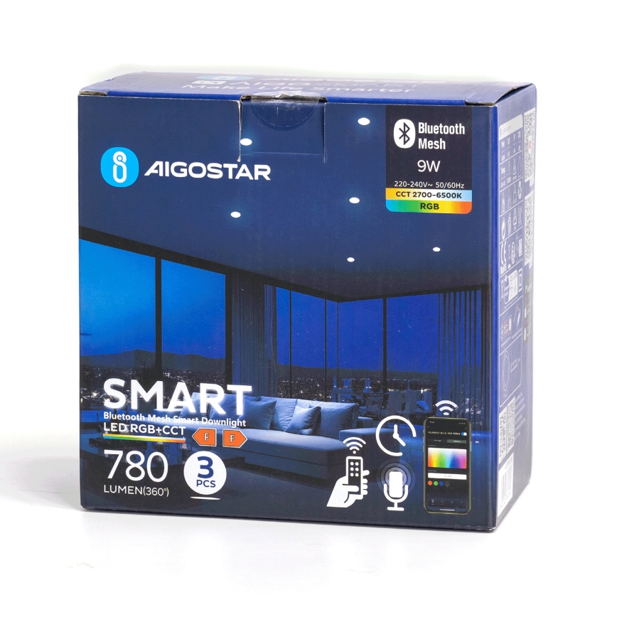 Aigostar - LOT 3x Spot encastrable à intensité variable RGB MESH LED/9W/230V 2700K-6500K d. 14,5cm