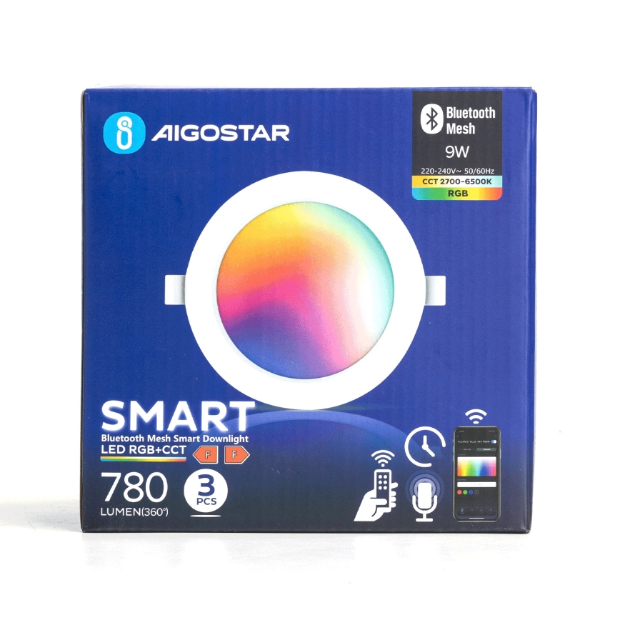 Aigostar - LOT 3x Spot encastrable à intensité variable RGB MESH LED/9W/230V 2700K-6500K d. 14,5cm