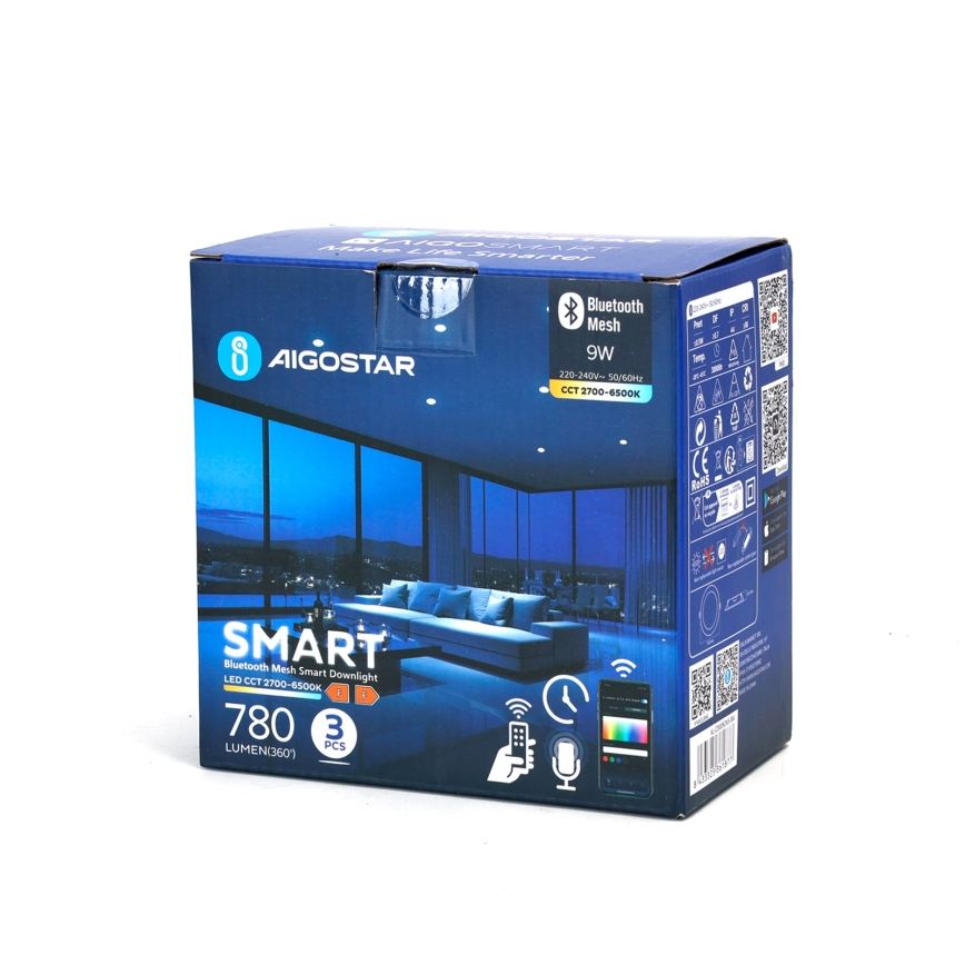 Aigostar - LOT 3x Spot encastrable à intensité variable MESH LED/9W/230V 2700K-6500K d. 14,5 cm