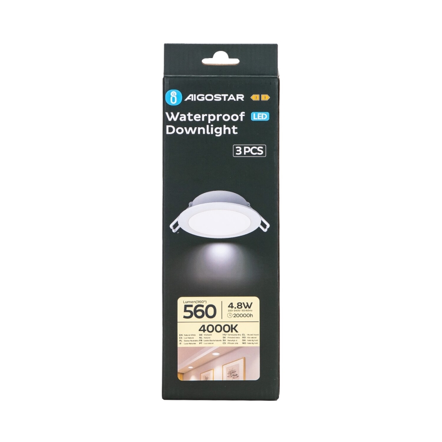 Aigostar - LOT 3x Spot encastrable extérieur LED/4,8W/230V 4000K IP65 blanc