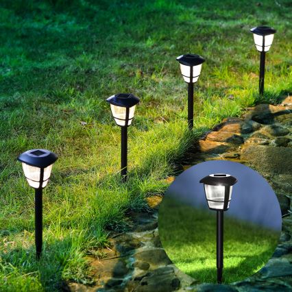 Aigostar - LOT DE 12 lampes solaires LED/0,06W/2V 33,8 cm 6500K 100 mAh IP44 noires
