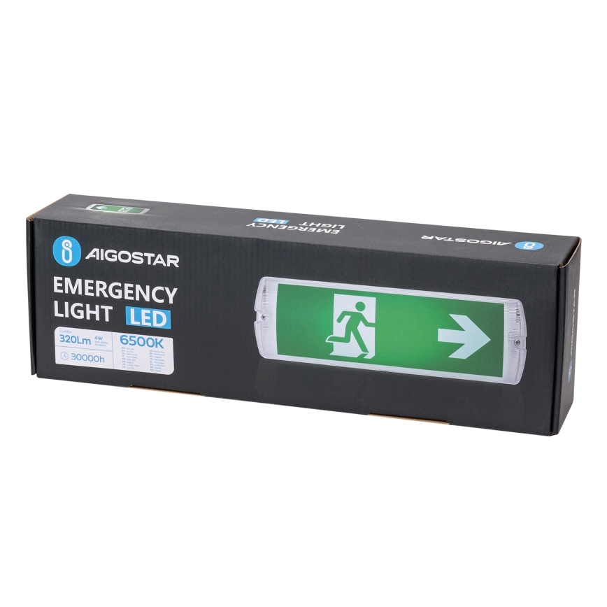 Aigostar - Luce di emergenza a LED EMERGENCY EXIT LED/4W/230V IP65 6500K 600mAh