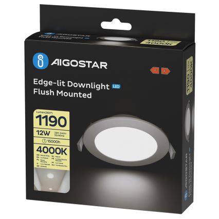 Aigostar - Luminaire encastré LED/12W/230V 4000K diam. 17 cm blanc