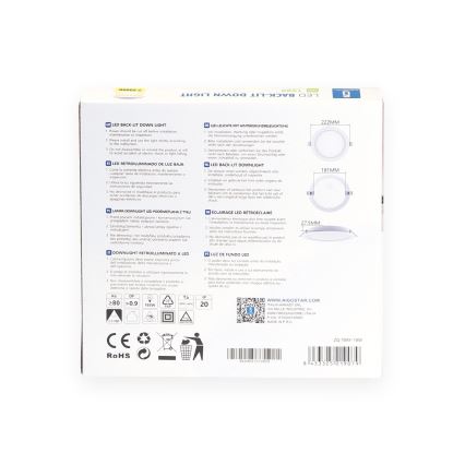 Aigostar - Luminaire encastré LED/18W/230V 3000K diam. 22,2 cm blanc