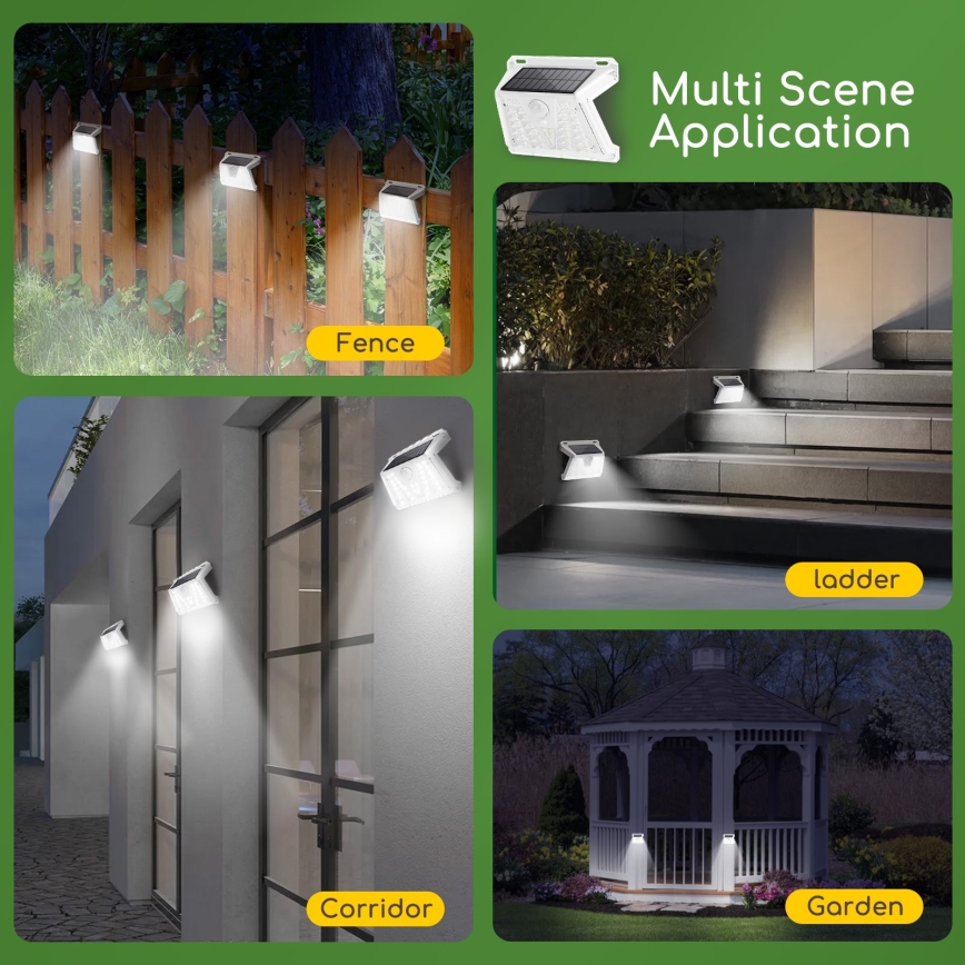 Aigostar - Luminaire solaire LED d'extérieur avec détecteur LED/1,48W/3,7V IP65