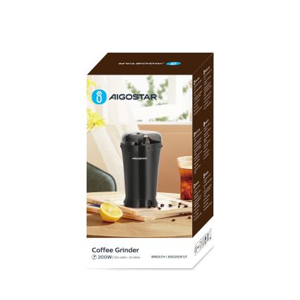 Aigostar - Macinacaffè elettrico in grani 60g 200W/230V nero