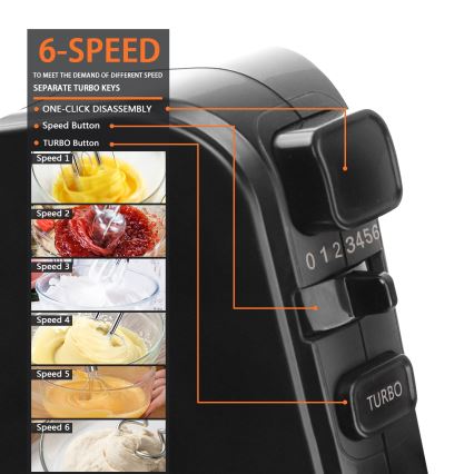 Aigostar - Miscelatore portatile 300W/230V nero/cromo opaco