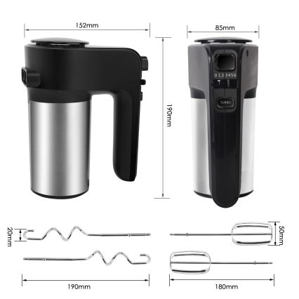 Aigostar - Miscelatore portatile 300W/230V nero/cromo opaco