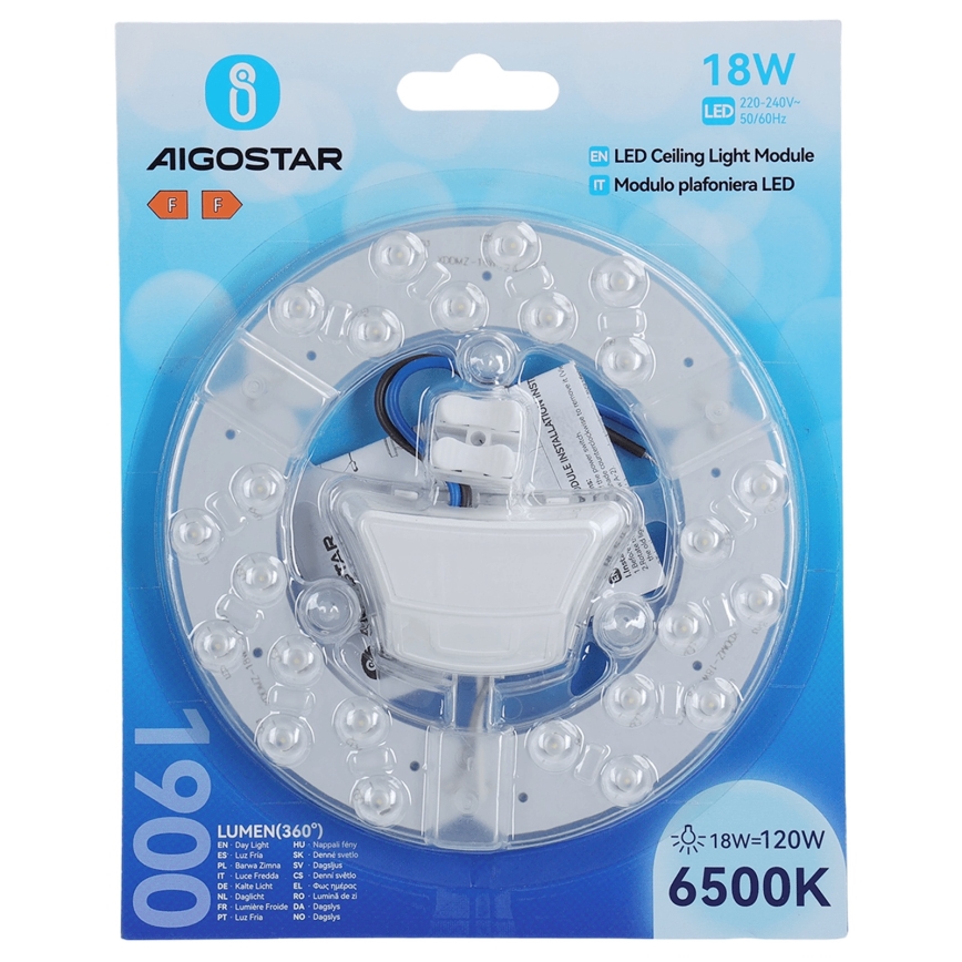 Aigostar - Module LED magnétique 18 W, 230 V, 6500 K