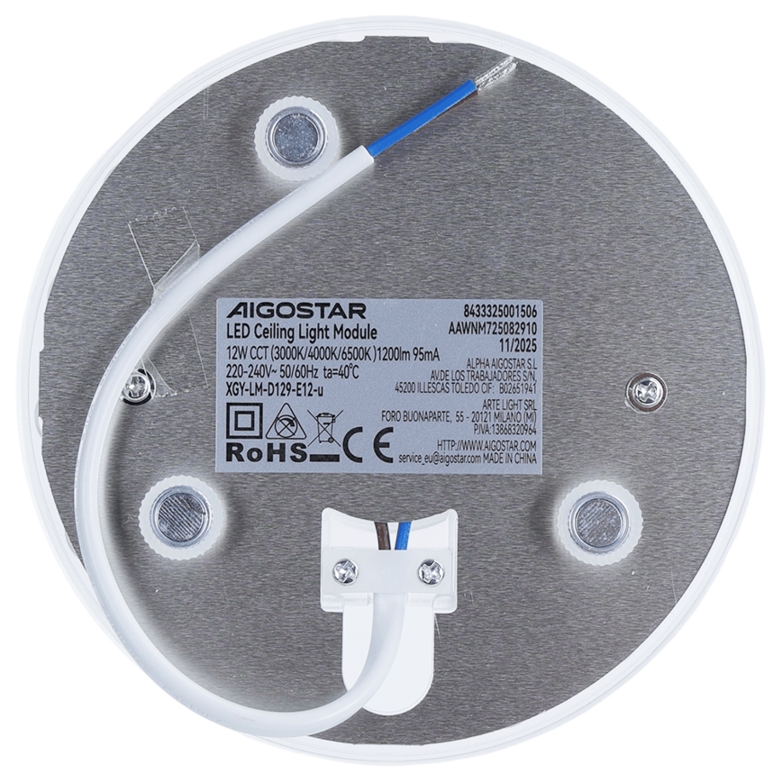 Aigostar - Module magnétique LED/12W/230V 3000/4000/6500K