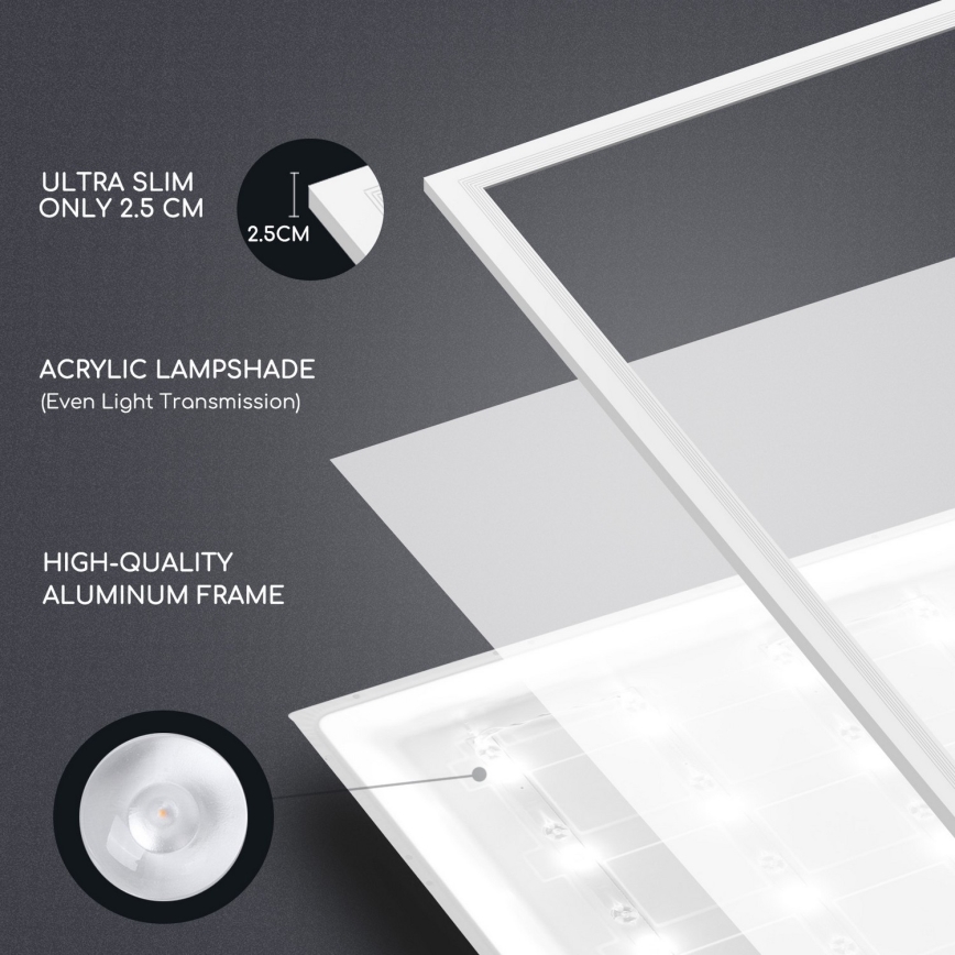 Aigostar - Panneau encastrable LED/40W/230V 6500K 60x60cm blanc