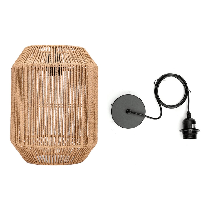 Aigostar - Pendelleuchte mit Kabel 1xE27/60W/230V beige Ø 23 cm